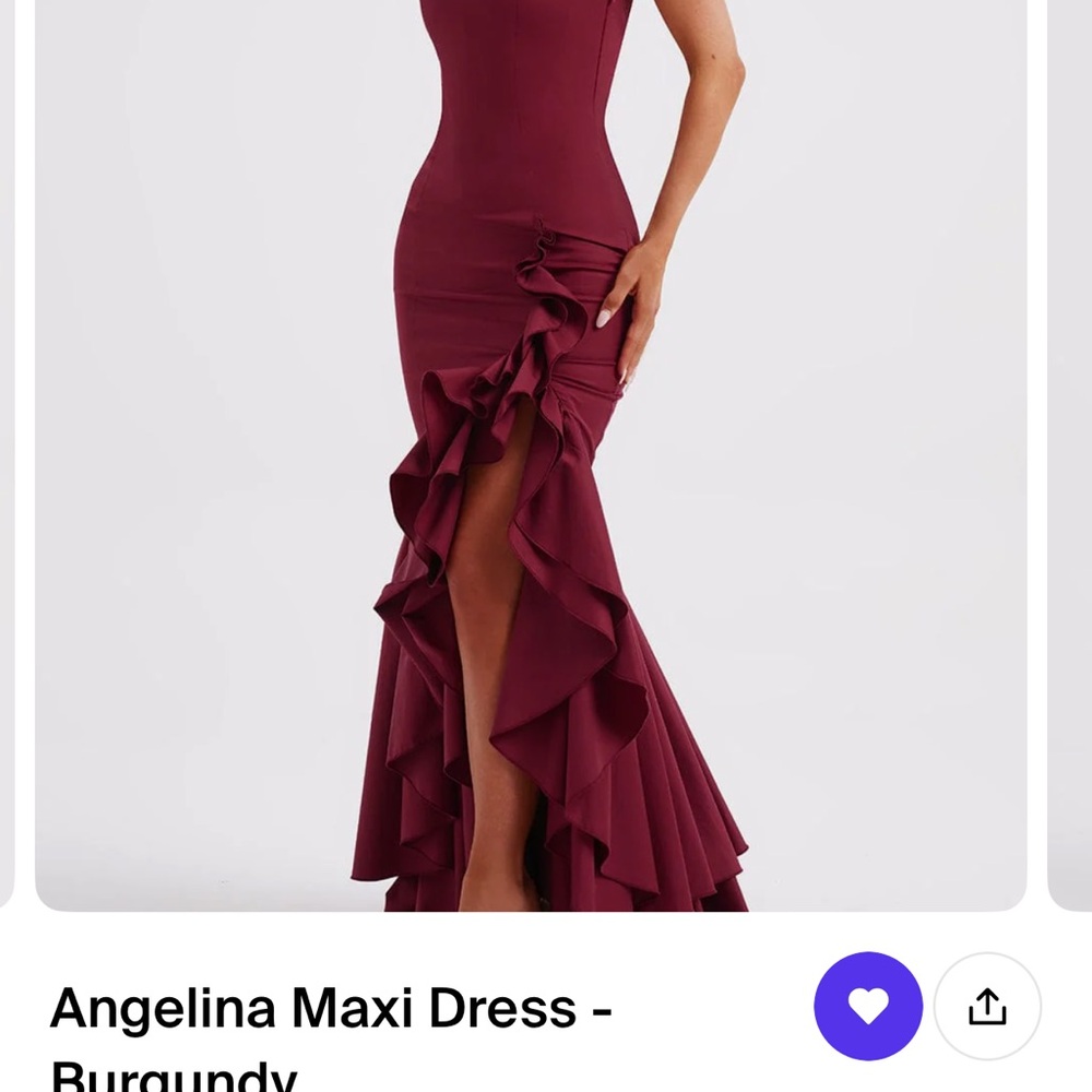 Red Asymmetrical Ruffled Maxi Dress - Picture 2 of 15